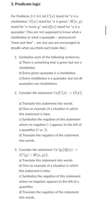 Solved 3. Predicate logic For Problems 3.1-3.4, let C (2) | Chegg.com