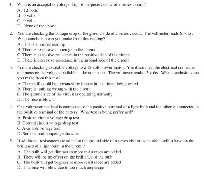 Solved 1. What is an acceptable voltage drop of the positive