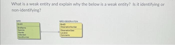 What is a weak entity and explain why the below is a | Chegg.com