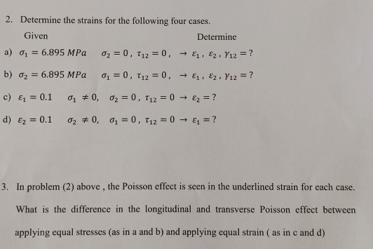 Solved Determine the strains for the following four | Chegg.com