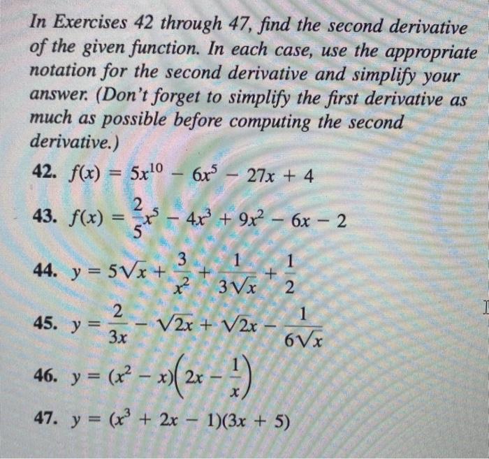 Solved In Exercises 42 through 47, find the second | Chegg.com