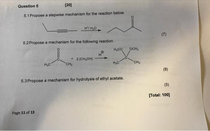 Solved 5.1 Propose a stepwise mechanism for the reaction | Chegg.com