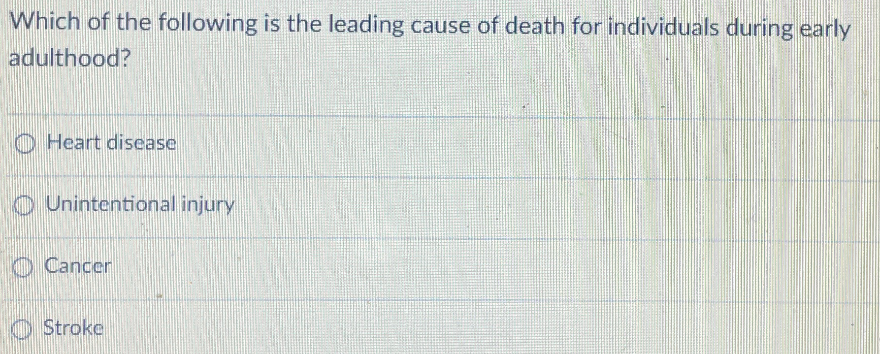 Solved Which of the following is the leading cause of death | Chegg.com