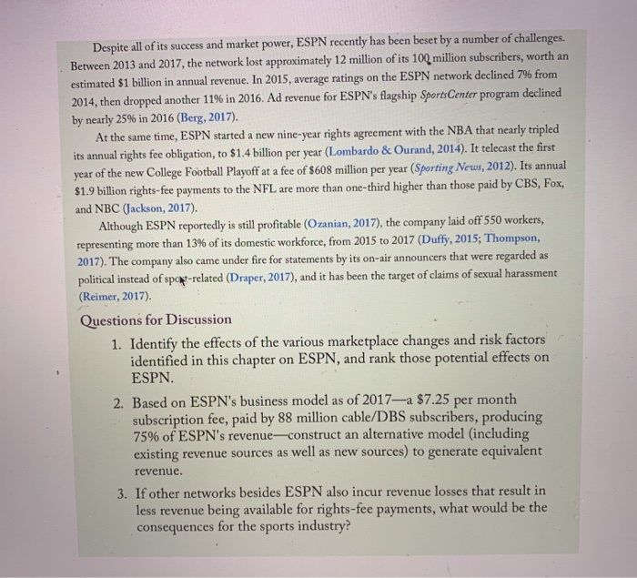 case study 17 1 the dominance of espn