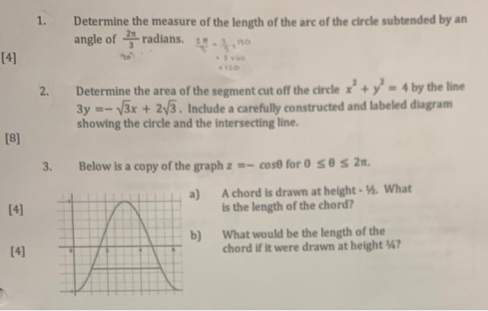 Solved 1. Determine the measure of the length of the arc of | Chegg.com