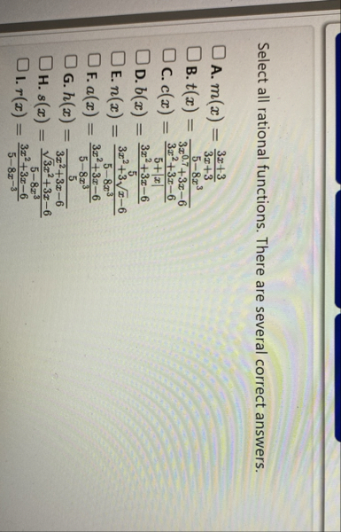 Solved Select all rational functions. There are several | Chegg.com