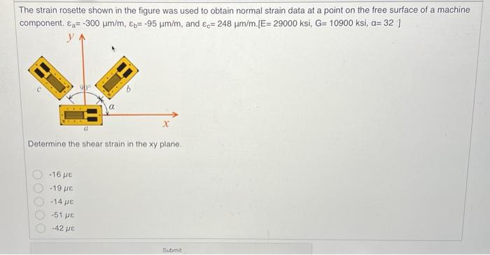 Solved The strain rosette shown in the figure was used to | Chegg.com