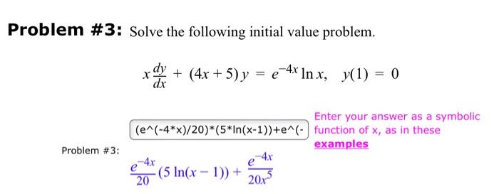 Solved Problem #3: Solve the following initial value | Chegg.com