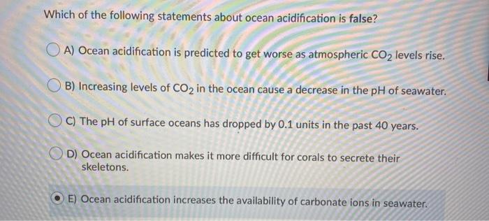 Solved Which of the following statements about ocean | Chegg.com