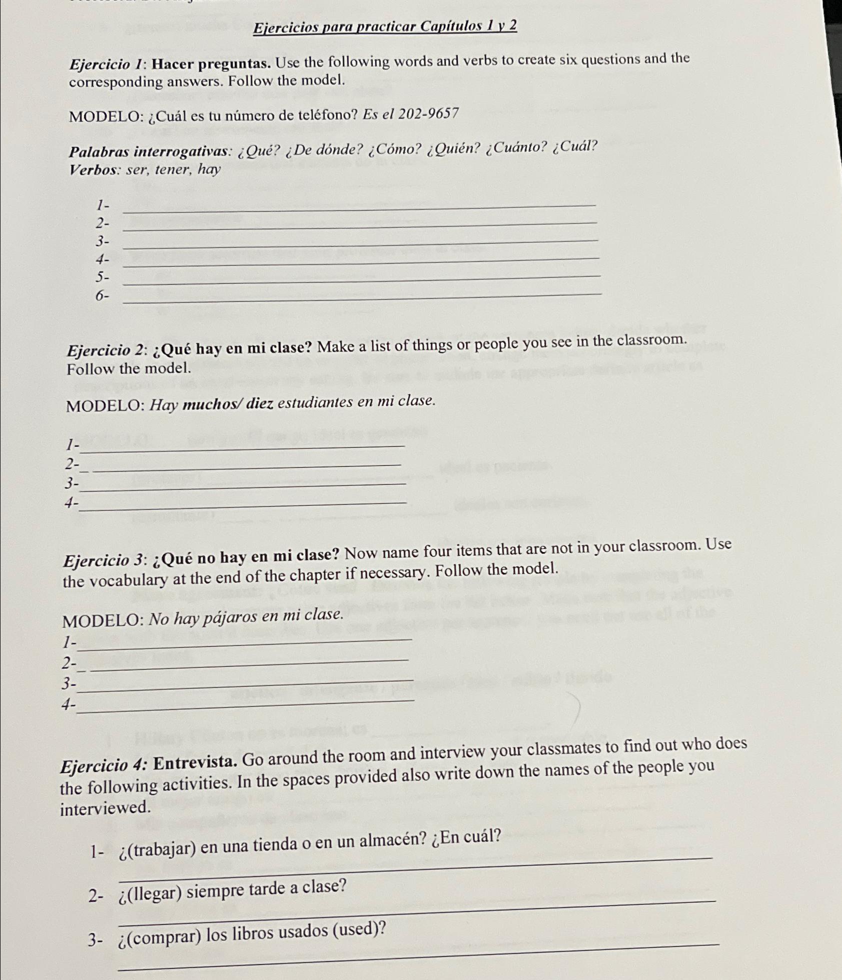 Solved Ejercicios para practicar Capítulos 1 y 2?Ejercicio | Chegg.com