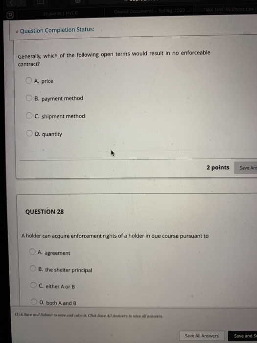 Solved Take Tost Business Lawl Students HVCC Course Chegg com