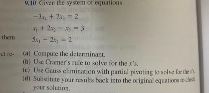 Solved 9.10 Given the system of equations | Chegg.com
