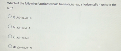 Solved Which of the following functions would translate | Chegg.com