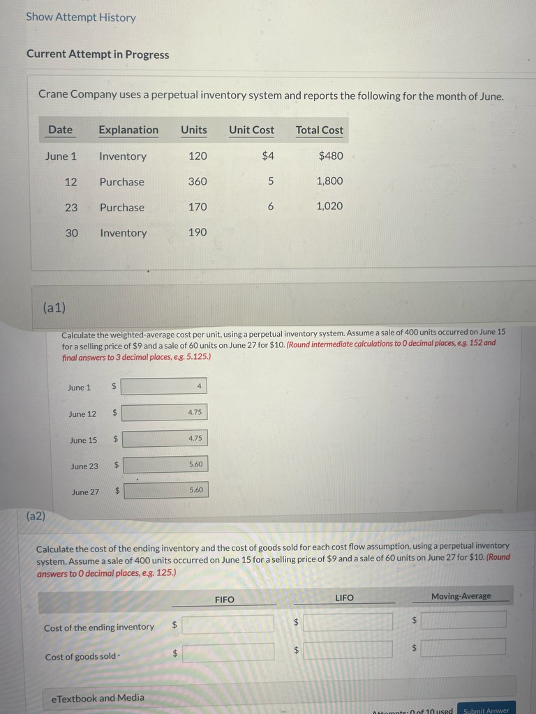 Solved Calculate The Weighted-average Cost Per Unit, Using A | Chegg.com