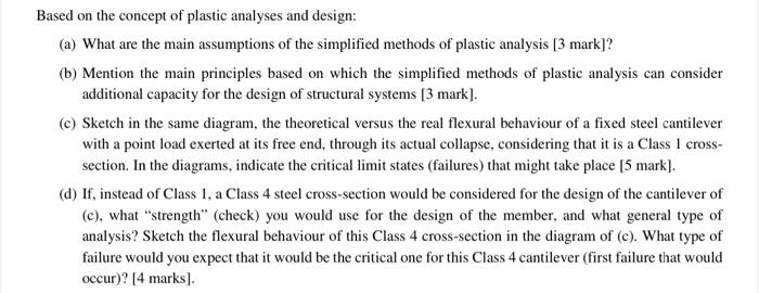 Solved Based On The Concept Of Plastic Analyses And Design: | Chegg.com