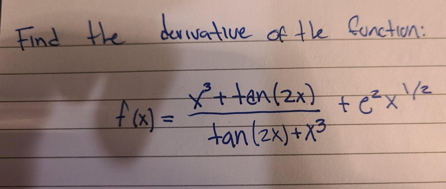 Solved Find The Derivative Of The Function X Tan 2x X Chegg Com