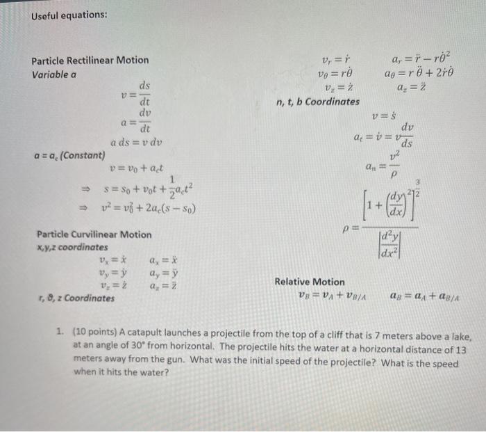 Solved Useful Equations ע V 1 Ar Ro Verro Ag R Chegg Com