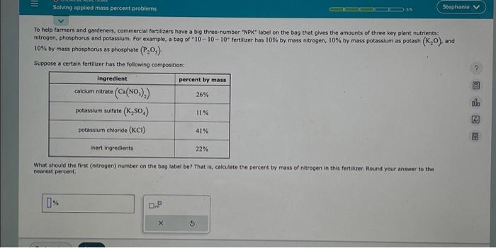 Solved ||||| Solving applied mass percent problems To help | Chegg.com