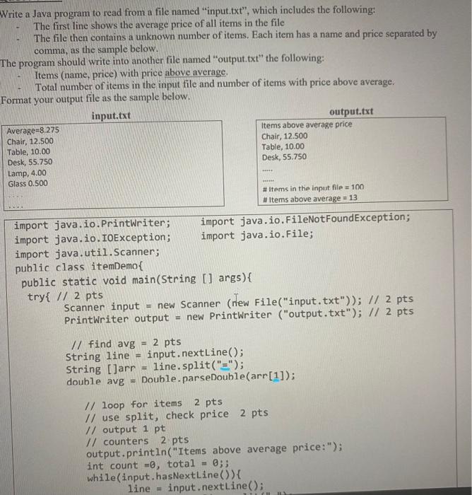 Solved Write a Java program to read from a file named | Chegg.com