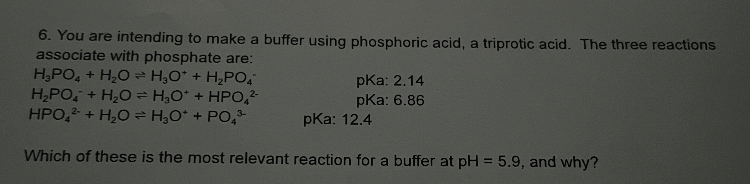 Solved You are intending to make a buffer using phosphoric | Chegg.com