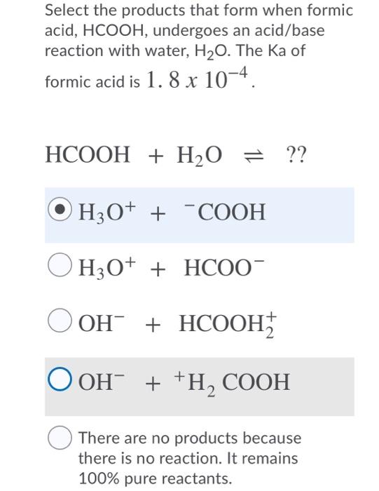 formic acid in water