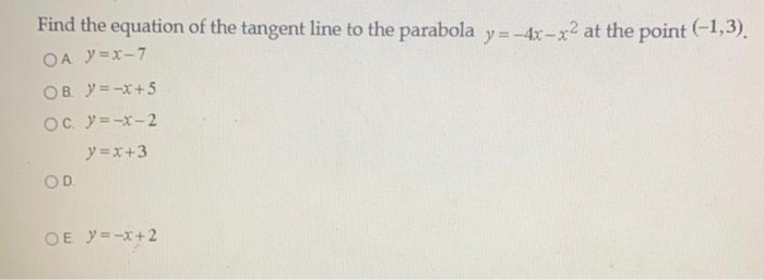 Solved Find The Equation Of The Tangent Line To The Parabola Chegg Com