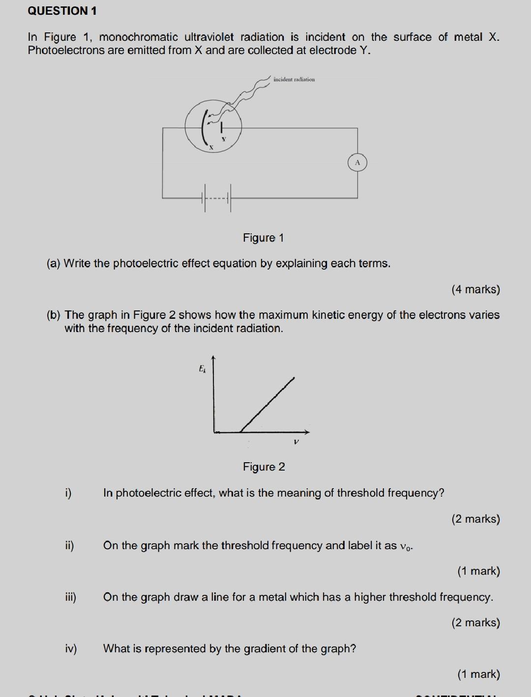 Solved QUESTION 1 In Figure 1, monochromatic ultraviolet | Chegg.com