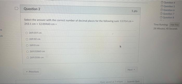 Solved Select the answer with the correct number of decimal | Chegg.com