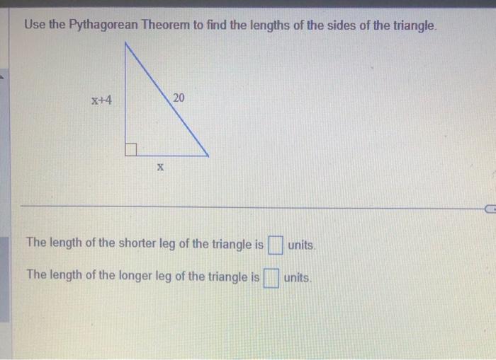 Solved Use the Pythagorean Theorem to find the lengths of | Chegg.com