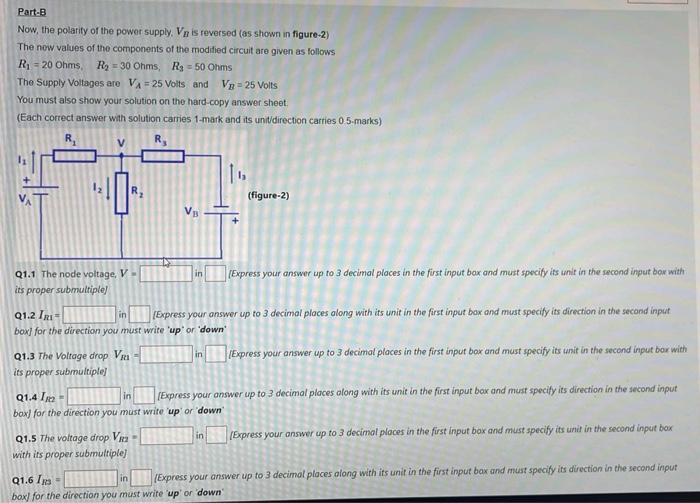 Solved Part-B Now, the polarity of the power supply. Va is | Chegg.com