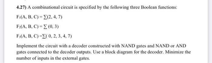 Solved 4.27) A Combinational Circuit Is Specified By The | Chegg.com