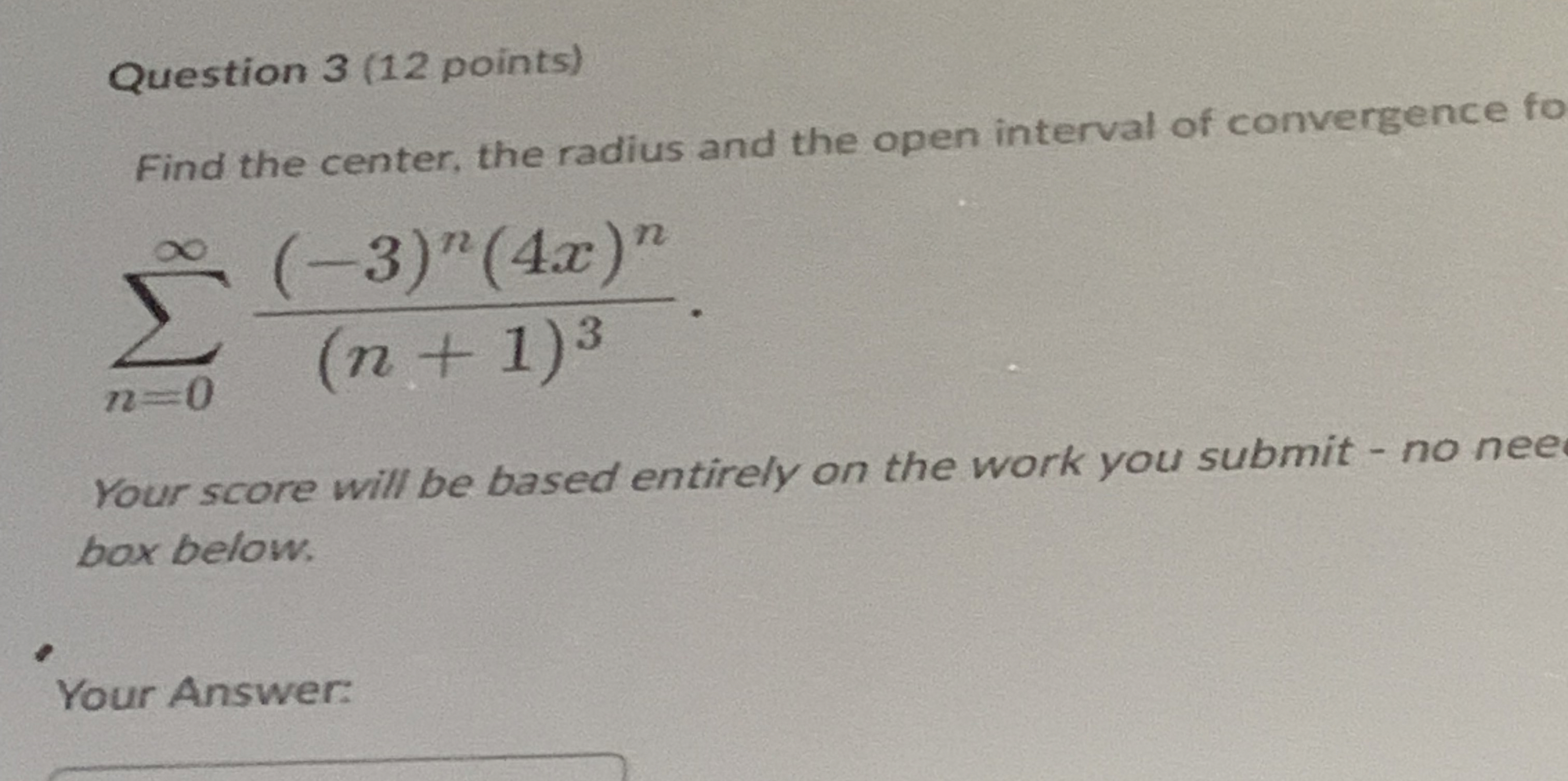 Solved Question 3 (12 ﻿points)Find the center, the radius | Chegg.com