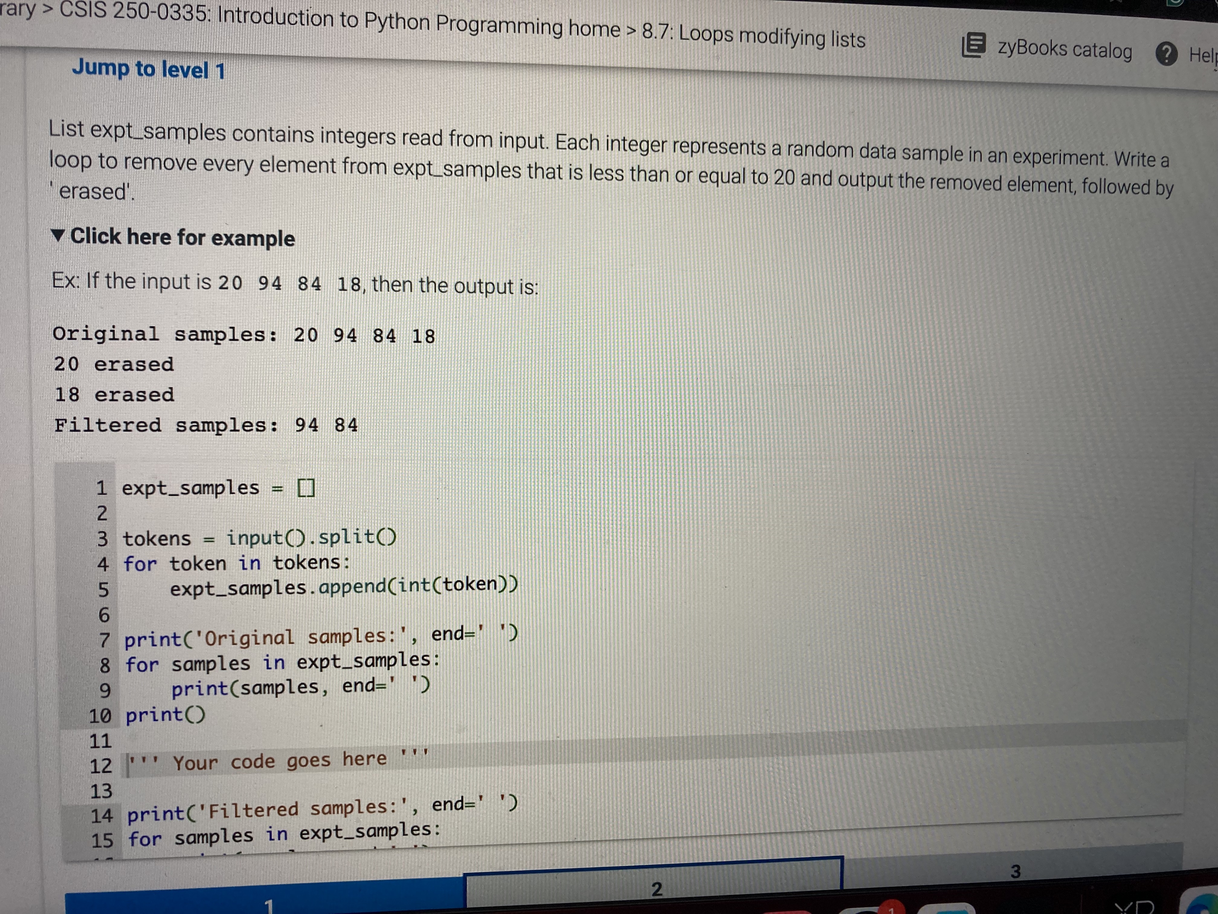 Solved (Python Problem) ﻿List expt_samples contains integers | Chegg.com