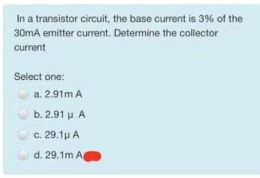 Solved The transistor in the circuit of figure below has | Chegg.com