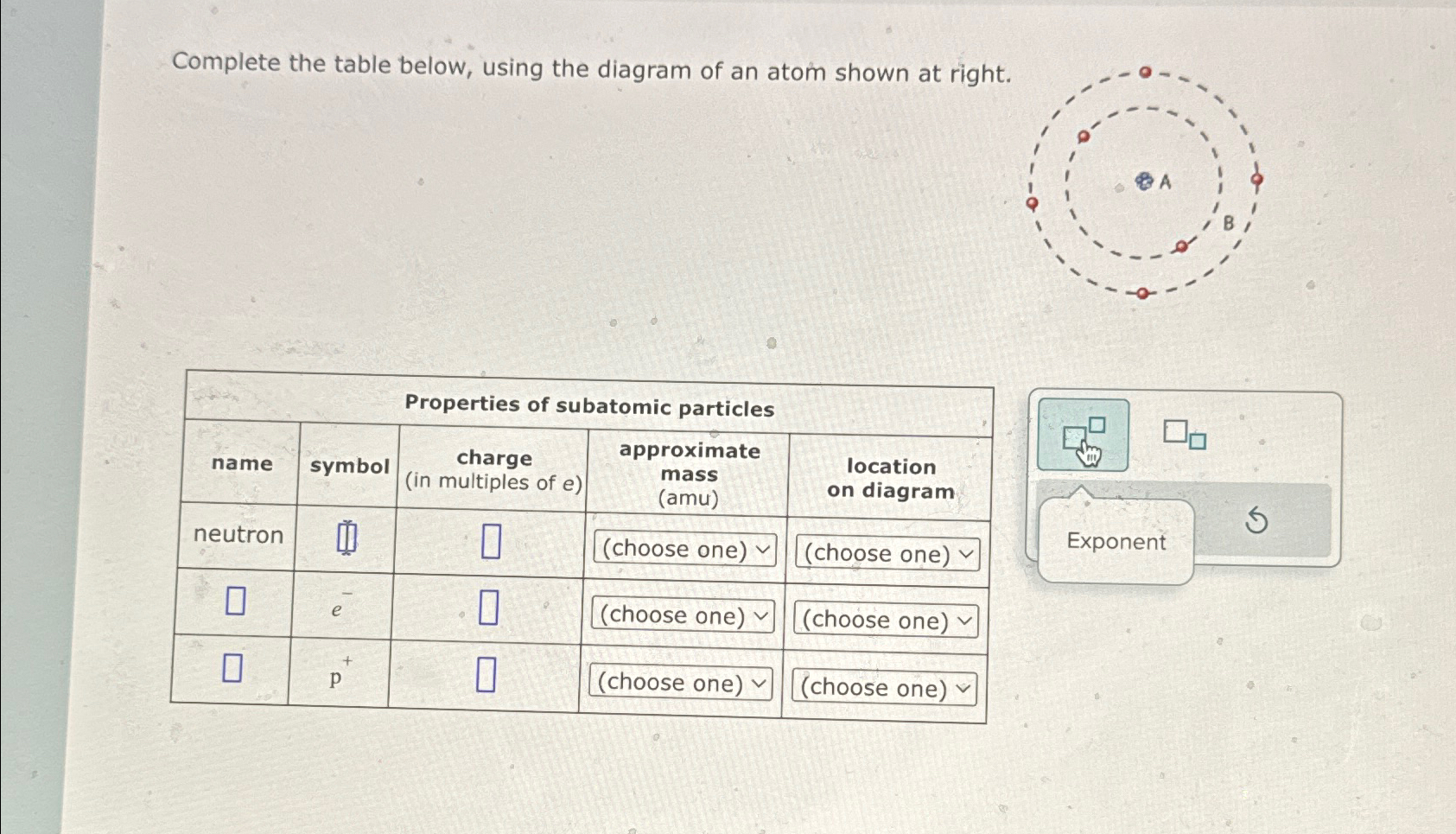 Solved Complete the table below, using the diagram of an | Chegg.com