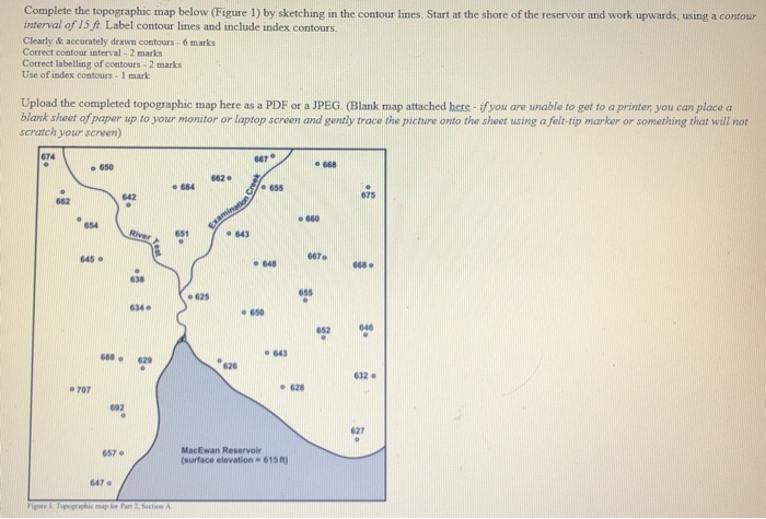 Solved Complete The Topographic Map Below (Figure 1) By | Chegg.com