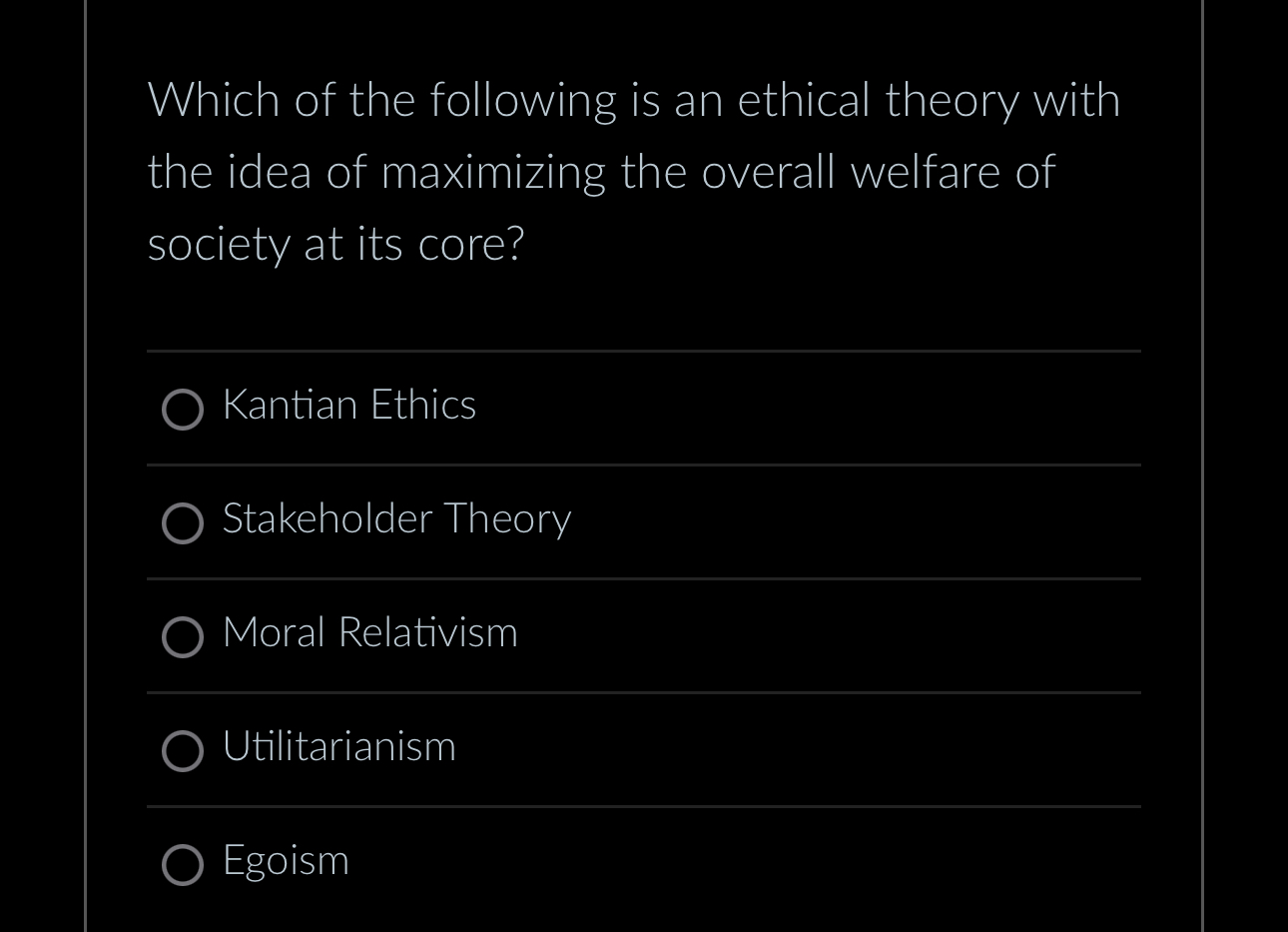 Solved Which of the following is an ethical theory with the | Chegg.com