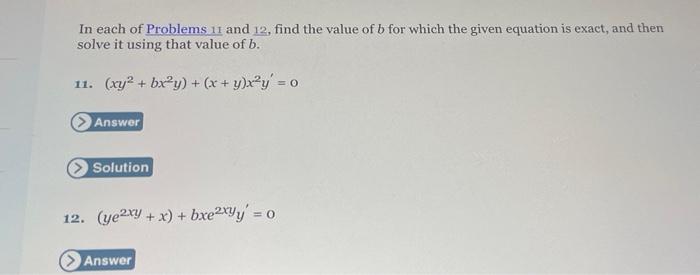 Solved In Each Of Problems 11 And 12, Find The Value Of B | Chegg.com