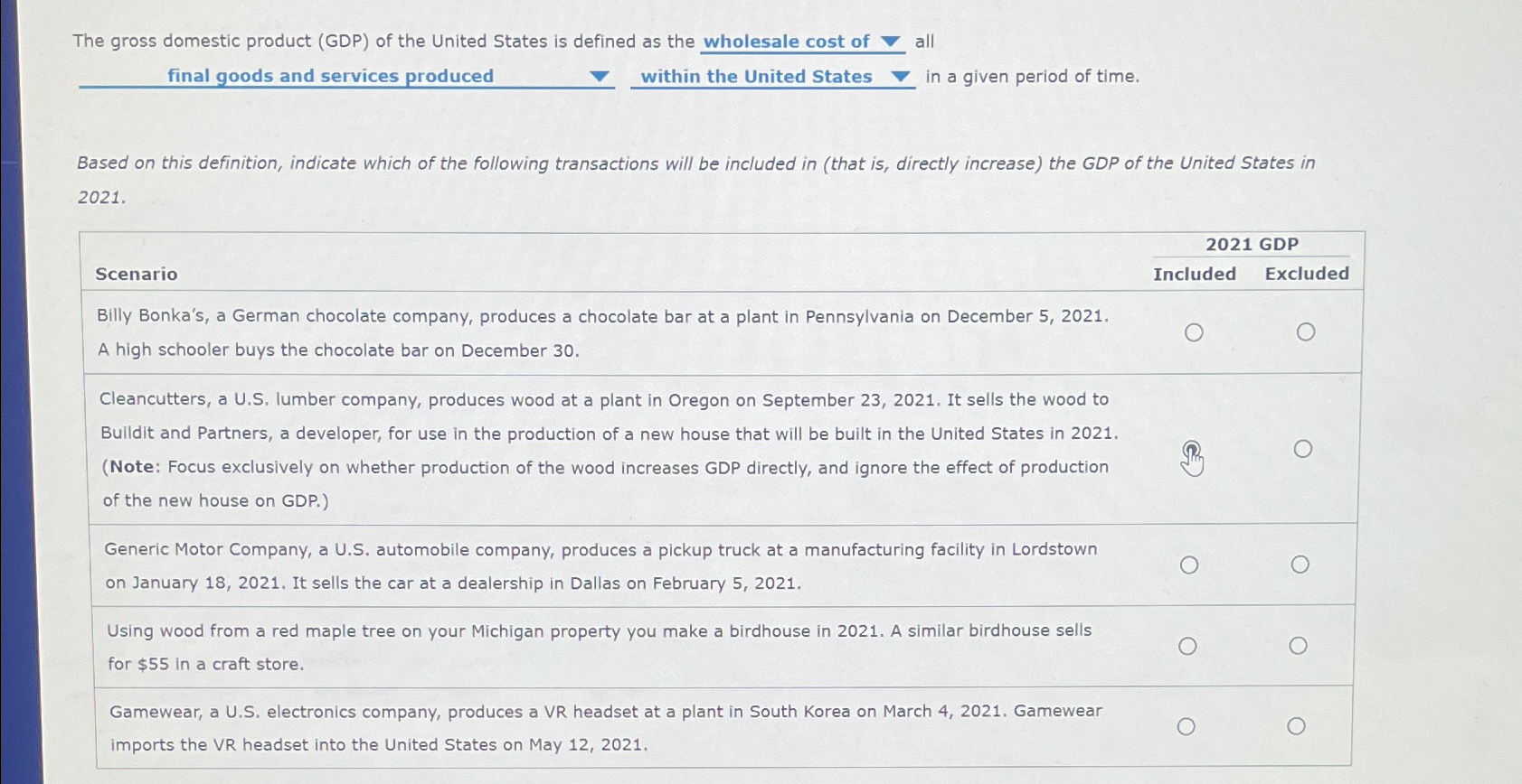 Solved The gross domestic product (GDP) ﻿of the United | Chegg.com
