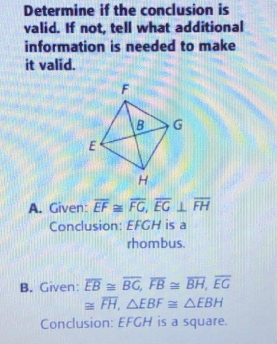 Solved Determine if the conclusion is valid. If not, tell | Chegg.com