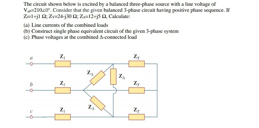 Solved The circuit shown below is excited by a balanced | Chegg.com