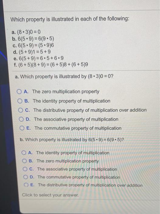 Solved Which property is illustrated in each of the