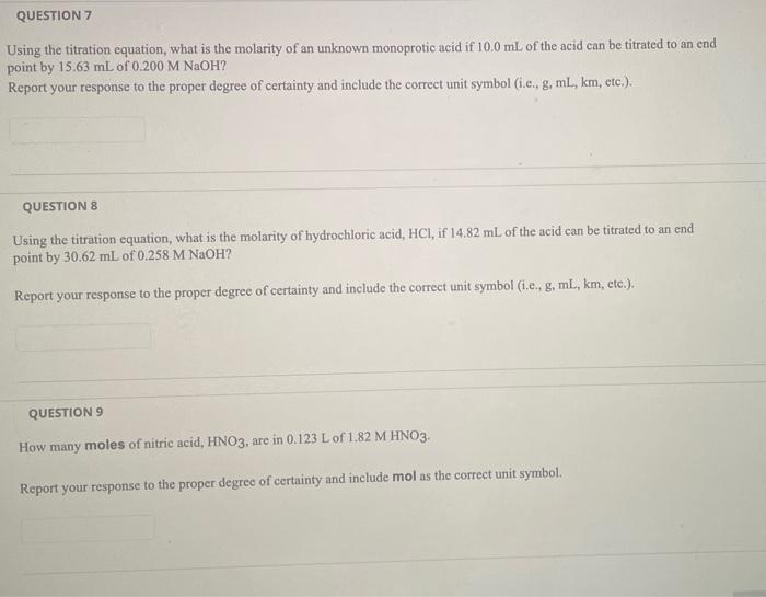 Solved Using the titration equation, what is the molarity of
