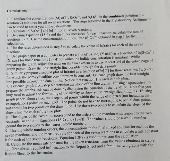 Kinetics 1 Report Sheet Name and Drawer Number | Chegg.com