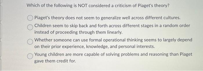 Criticism of piaget's best sale stages of cognitive development