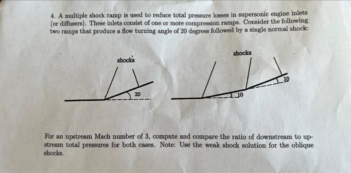 4. A multiple shock ramp is used to reduce total | Chegg.com