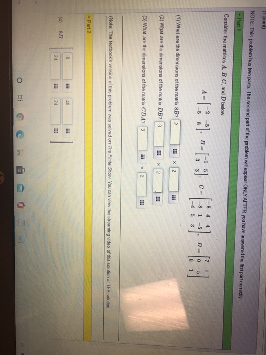 Solved 1 point) NOTE: This problem has two parts. The second | Chegg.com