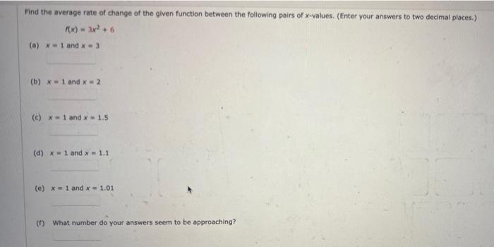 Solved Find the average rate of change of the given function | Chegg.com