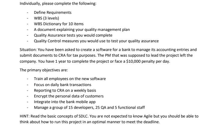 Solved Individually, please complete the following: Define | Chegg.com