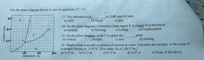 Solved Use The Phase Diagram Shown To Answer Questions | Chegg.com